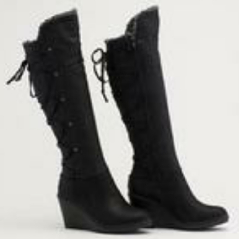Sociology Pamela Knee High Wedge Heel Boots Sz 7.5